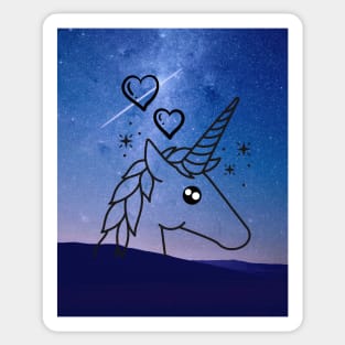 Unicorn With Blue Sky & Stars Sticker